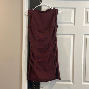 Burgundy fullback zipper sexy dress